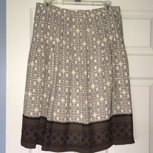 ANN TAYLOR LOFT brown/cream skirt mid length sz 8